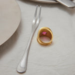 Pink Zirconia Wide Band Ring – Waterproof 18K Gold Plated Ring | Ezra Gems