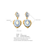 Resin Heart Flower Drop Earrings – Waterproof 18K Gold Plated Earrings | Ezra Gems