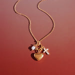 Pearl Cross Heart Pendant Necklace – Waterproof 18K Gold Plated Necklace | Ezra Gems