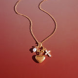 Pearl Cross Heart Pendant Necklace – Waterproof 18K Gold Plated Necklace | Ezra Gems