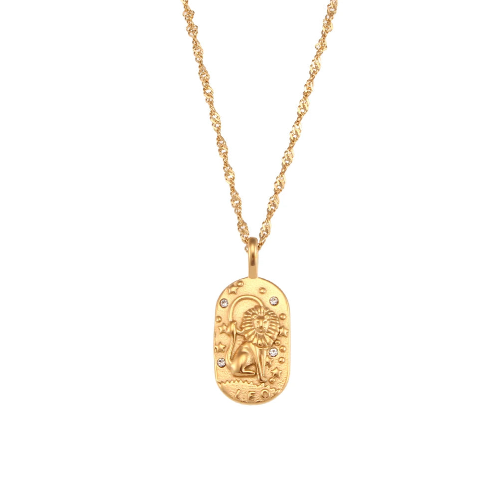 Constellation Square Pendant Necklace – Waterproof 18K Gold Plated Necklace | Ezra Gems
