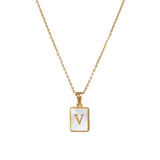 Mother of Pearl Initial Necklace – Waterproof 18K Gold Plated Necklace | Ezra Gems