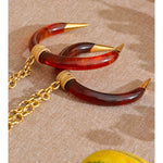 Resin Horn Pendant Long Necklace – Waterproof 18K Gold Plated Necklace | Ezra Gems