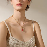 Charm Pendant Necklace with Heart & Chili