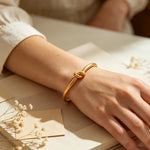 Minimalist Knot Cuff Bangle – Waterproof 18K Gold Plated Bracelet | Ezra Gems