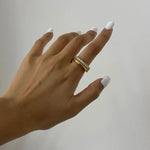 Double Layer Zircon Inlaid Ring – Waterproof 18K Gold Plated Ring | Ezra Gems