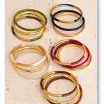 3-Circle Resin Bangle Set – Waterproof 18K Gold Plated Bracelet | Ezra Gems