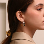 Bead Edge Smooth Mixed Metal Earrings – Waterproof 18K Gold Plated Earrings | Ezra Gems