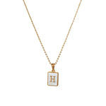 Mother of Pearl Initial Necklace – Waterproof 18K Gold Plated Necklace | Ezra Gems