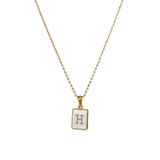 Mother of Pearl Initial Necklace – Waterproof 18K Gold Plated Necklace | Ezra Gems