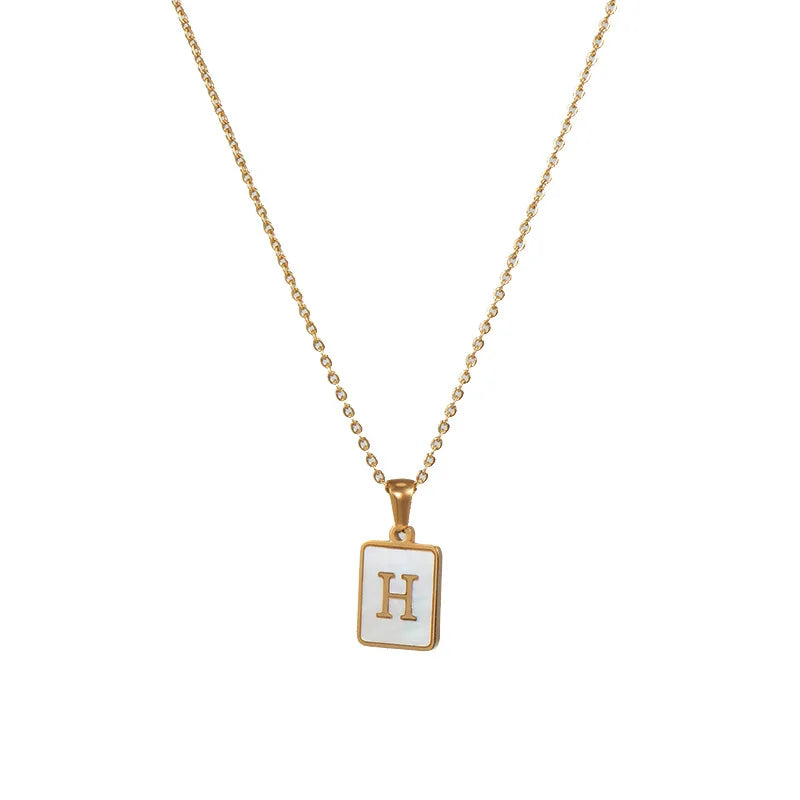 Mother of Pearl Initial Necklace – Waterproof 18K Gold Plated Necklace | Ezra Gems