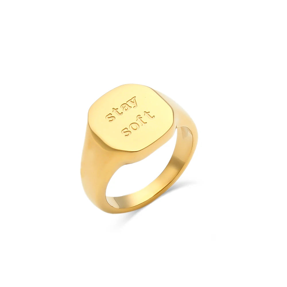 Engraved Letter Word Ring