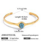 Oval Tiger Eye Stone Cuff Bangle – Waterproof 18K Gold Plated Bracelet | Ezra Gems
