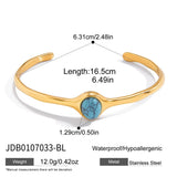 Oval Tiger Eye Stone Cuff Bangle – Waterproof 18K Gold Plated Bracelet | Ezra Gems