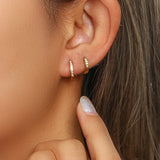 Rounded Edges Cubic Zirconia Hoop Earrings – Waterproof 18K Gold Plated Earrings | Ezra Gems