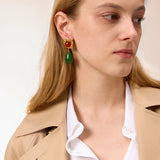 Green Resin Agate Drop Earrings – Waterproof 18K Gold Plated Earrings | Ezra Gems