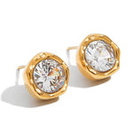Round Zirconia Gold Halo Stud Earrings – Waterproof 18K Gold Plated Earrings | Ezra Gems