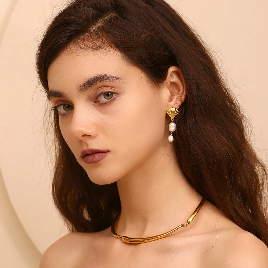 Starfish Shell Pearl Tassel Earrings – Waterproof 18K Gold Plated Earrings | Ezra Gems
