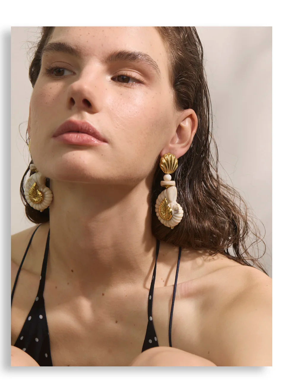 Ocean Resin Shell Conch Drop Earrings – Waterproof 18K Gold Plated Earrings | Ezra Gems