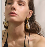 Ocean Resin Shell Conch Drop Earrings – Waterproof 18K Gold Plated Earrings | Ezra Gems