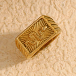 Snake Sunburst Signet Ring – Waterproof 18K Gold Plated Ring | Ezra Gems
