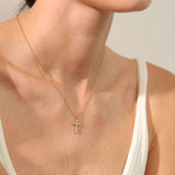 Delicate Crystal Cross Pendant Necklace