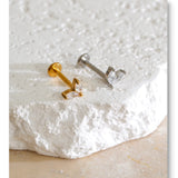 Zirconia Helix Flat Back Earring – Waterproof 18K Gold Plated Earring | Ezra Gems