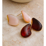 Resin Water Drop Stud Earrings – Waterproof 18K Gold Plated Earrings | Ezra Gems