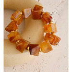 Amber Resin Geometric Bead Chain Bracelet – Waterproof 18K Gold Plated Bracelet | Ezra Gems
