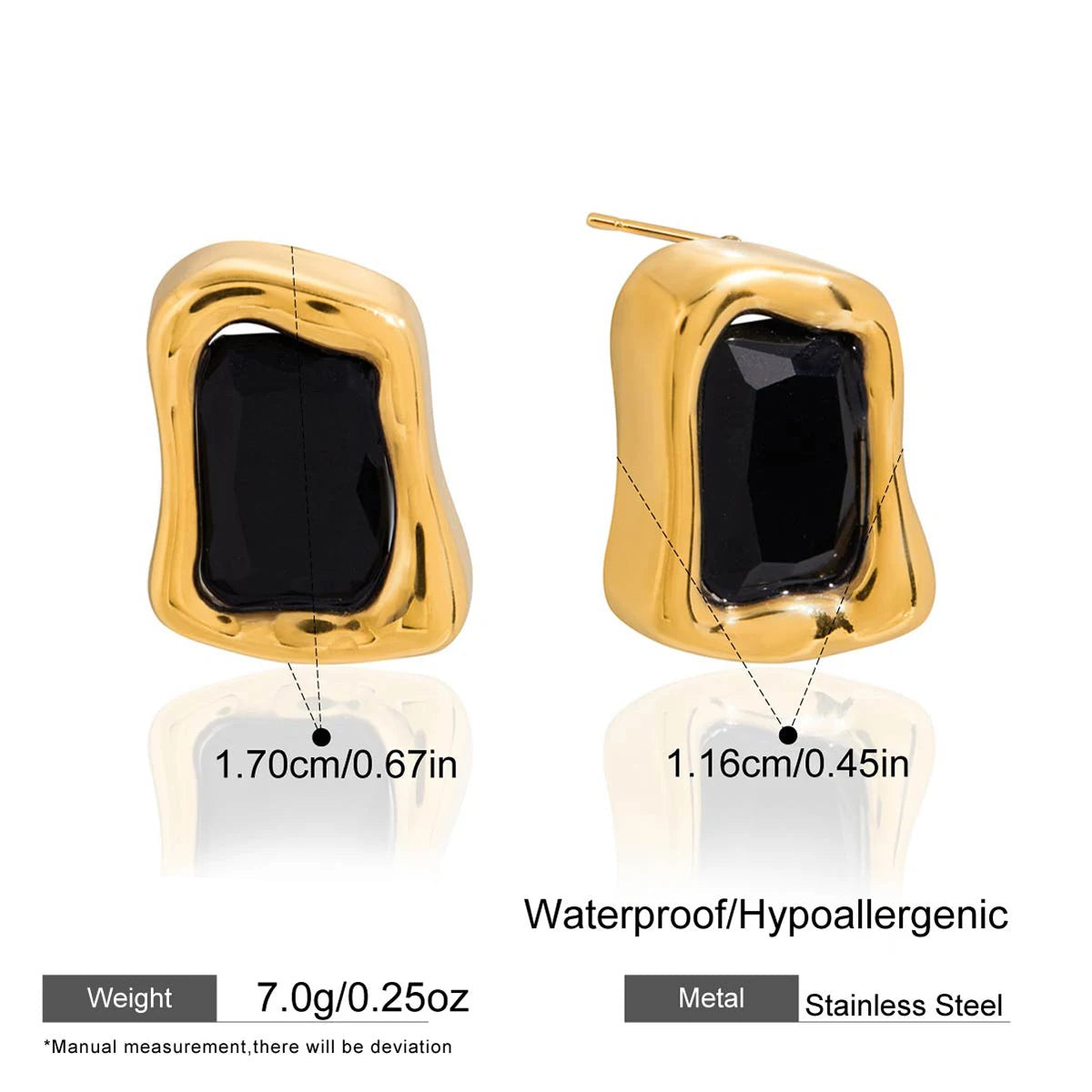 Colored Cubic Zirconia Gold Stud Earrings – Waterproof 18K Gold Plated Earrings | Ezra Gems