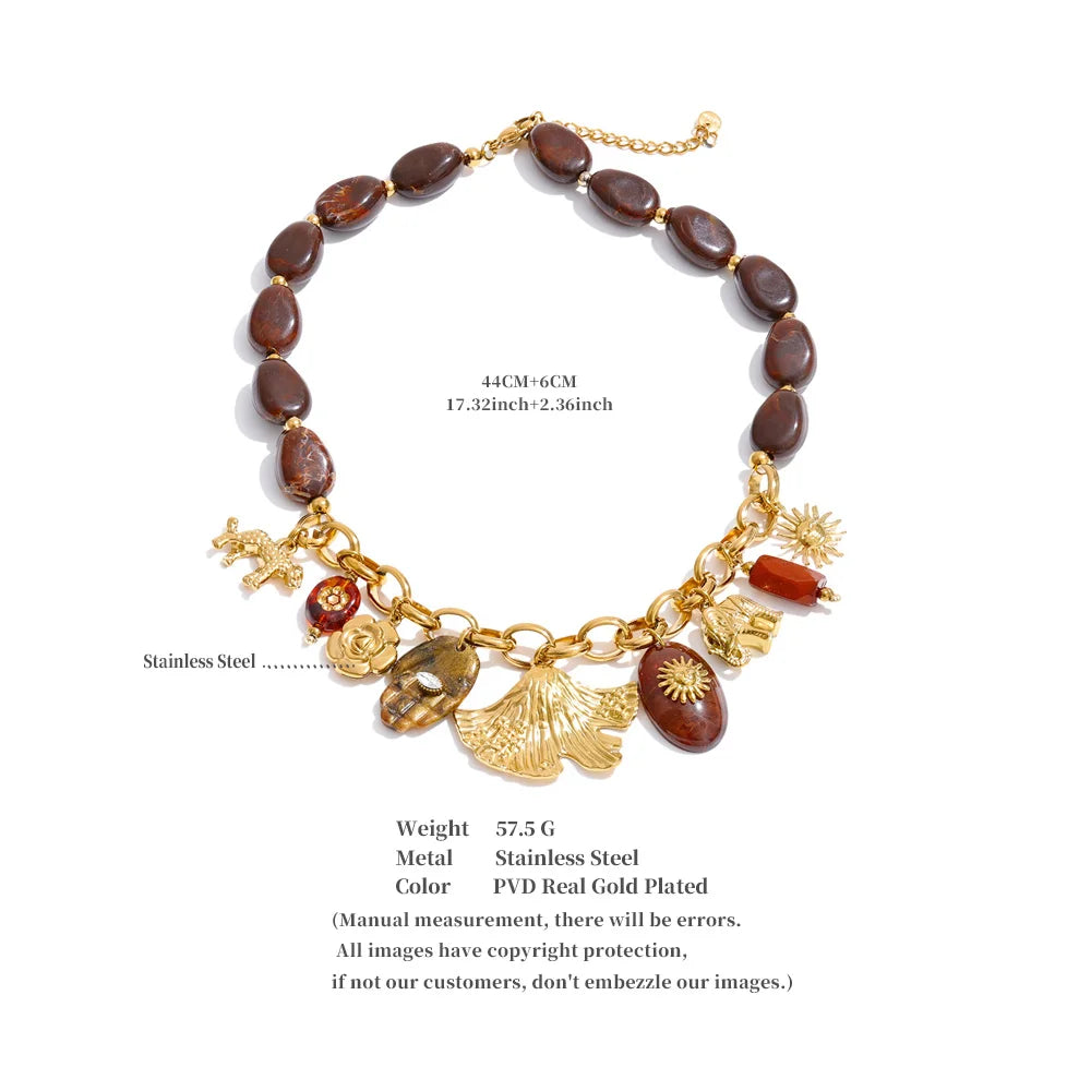 Resin Bead Sun Charm Necklace – Waterproof 18K Gold Plated Necklace | Ezra Gems