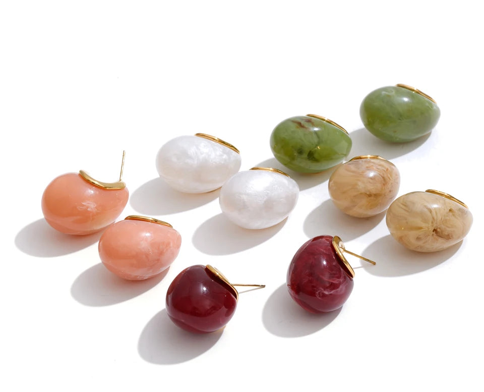 Candy Acrylic Teardrop Stud Earrings – Waterproof 18K Gold Plated Earrings | Ezra Gems
