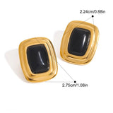 Retro Agate Geometric Stud Earrings