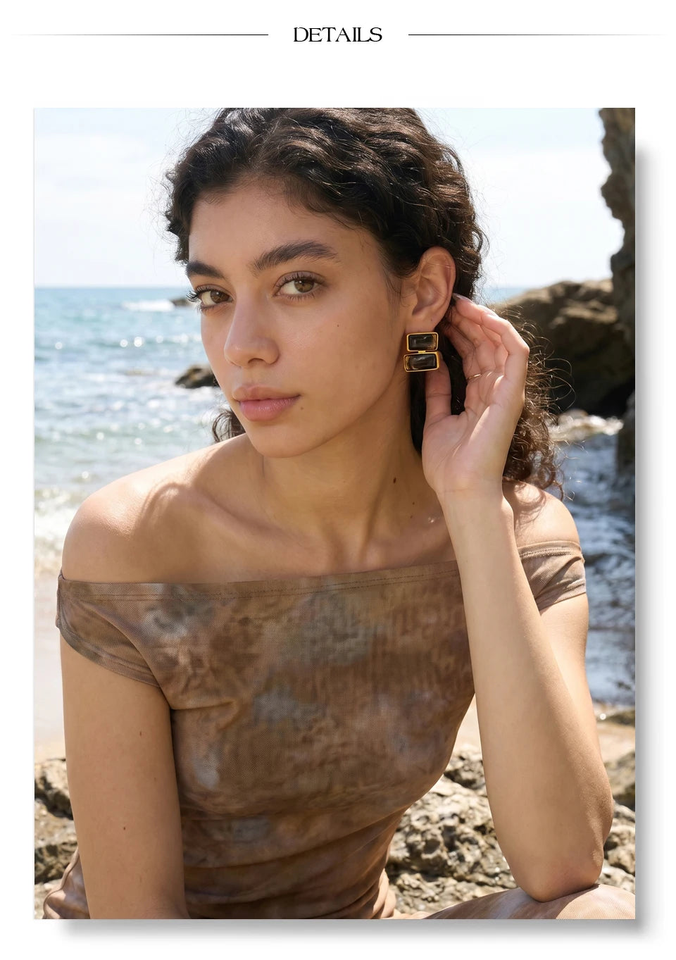 Acrylic Rectangle Stud Earrings – Waterproof 18K Gold Plated Earrings | Ezra Gems
