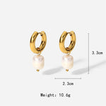 Single Pearl Drop Chain Earrings – Waterproof 18K Gold Plated Earrings | Ezra Gems