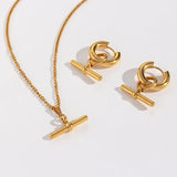 Minimalist T-Bar Pendant Necklace – Waterproof 18K Gold Plated Necklace | Ezra Gems