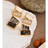 Acrylic Rectangle Stud Earrings – Waterproof 18K Gold Plated Earrings | Ezra Gems