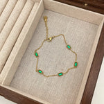 Emerald Green Stone Necklace and Bracelet Set