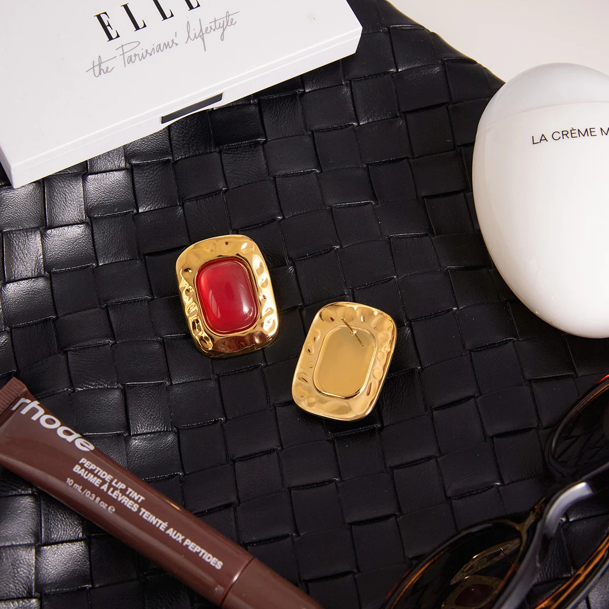 Red Resin Stud Earrings – Waterproof 18K Gold Plated Earrings | Ezra Gems
