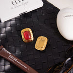 Red Resin Stud Earrings – Waterproof 18K Gold Plated Earrings | Ezra Gems