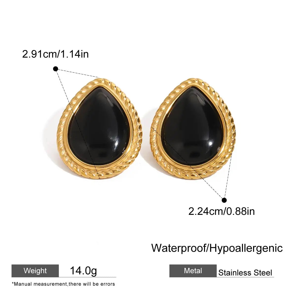 Black Stone Statement Earrings
