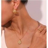 Star Moon Texture Zircon Necklace