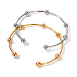 Slim Steel Bead Open Cuff Bracelet – Waterproof 18K Gold Plated Bracelet | Ezra Gems