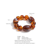 Amber Resin Round Bead Chain Bracelet – Waterproof 18K Gold Plated Bracelet | Ezra Gems