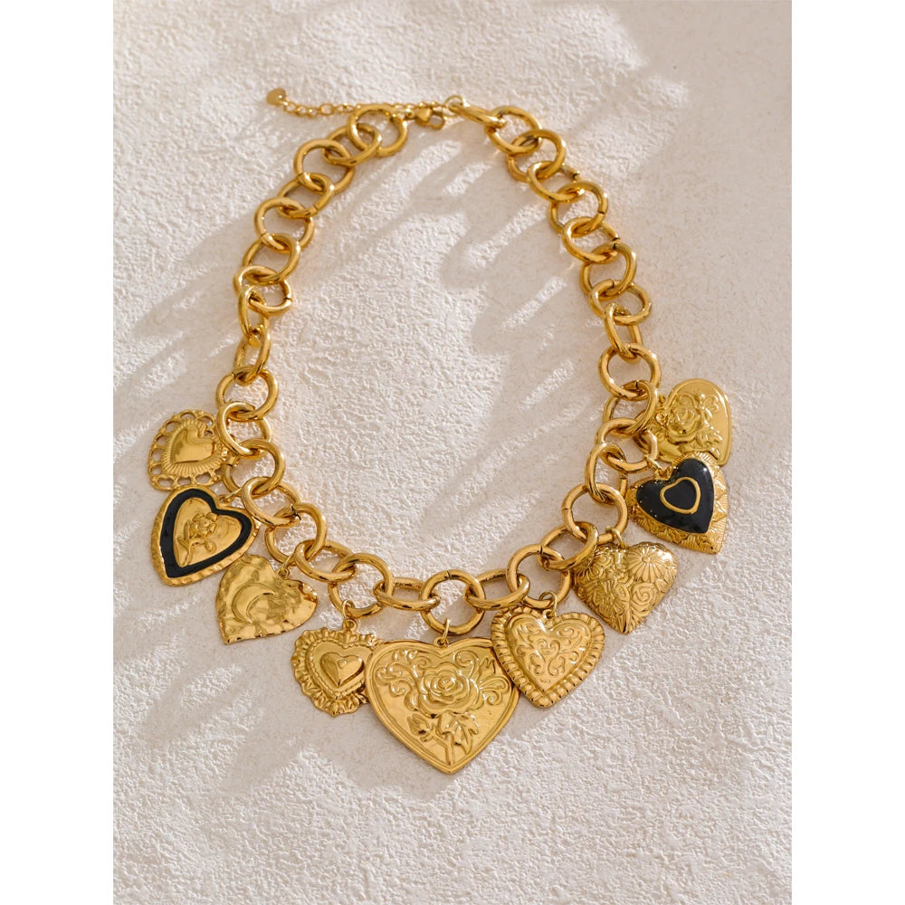 Heart Charm Pendant Necklace – Waterproof 18K Gold Plated Necklace | Ezra Gems