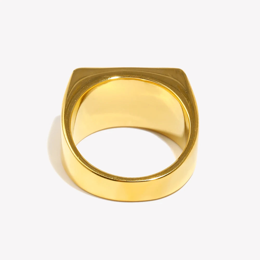 Snake Sunburst Signet Ring – Waterproof 18K Gold Plated Ring | Ezra Gems