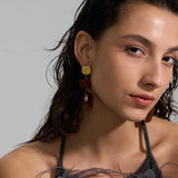 Red Resin Square Drop Earrings – Waterproof 18K Gold Plated Earrings | Ezra Gems