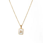 Mother of Pearl Initial Necklace – Waterproof 18K Gold Plated Necklace | Ezra Gems