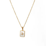 Mother of Pearl Initial Necklace – Waterproof 18K Gold Plated Necklace | Ezra Gems