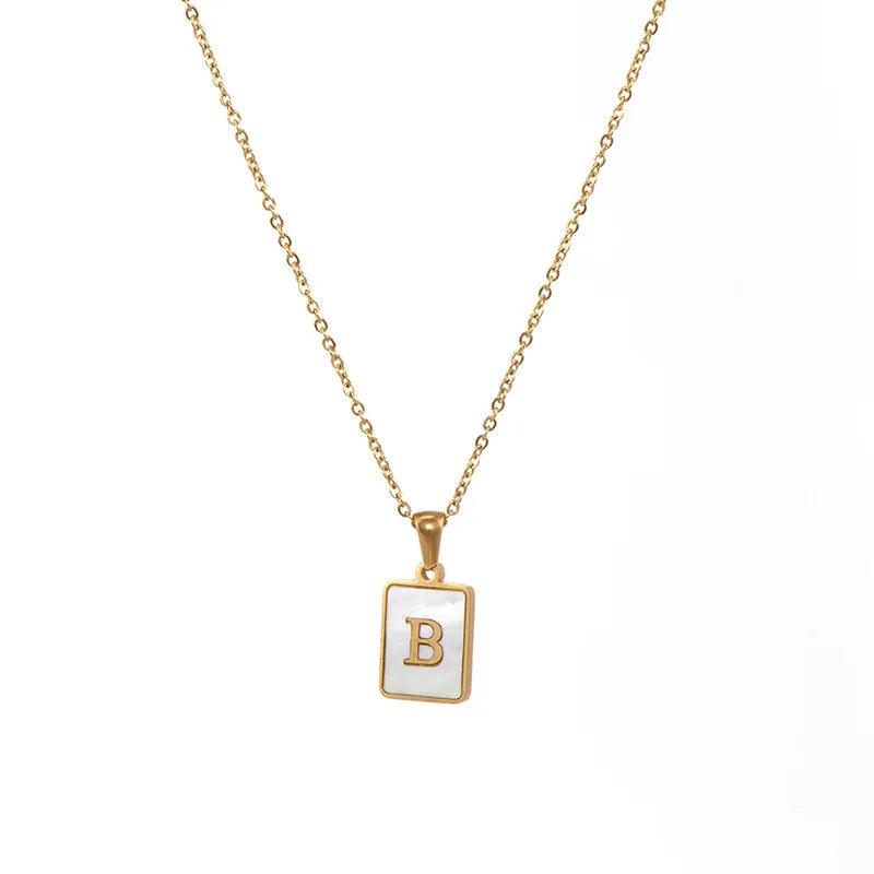 Mother of Pearl Initial Necklace – Waterproof 18K Gold Plated Necklace | Ezra Gems